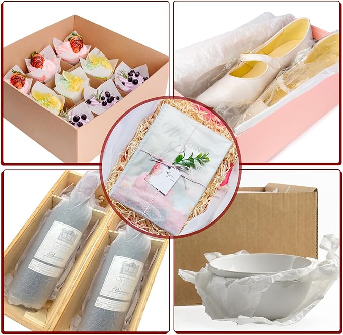 RYKOMO 400 Sheets White Tissue Paper for Gift Bags 14 x 20 Inches Acid Free Tissue Paper for Storage, Packaging, New Year, Festival Mother's Day, Wedding, Birthday and Flower Decoration