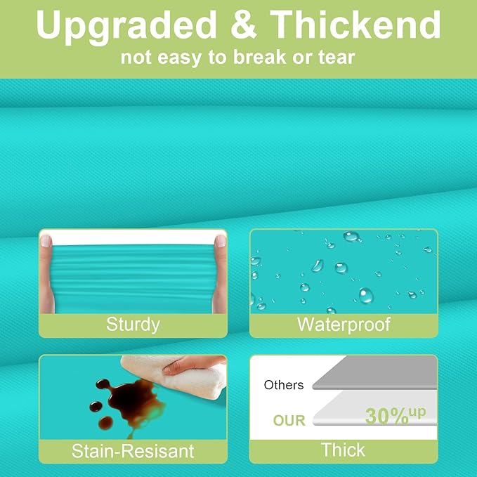 QIKSION Teal Plastic Table Cloth Disposable 6 Pack, 54 x 108 Inch Tablecloths for Easter Party, Summer, Turquoise Rectangle Table Cover