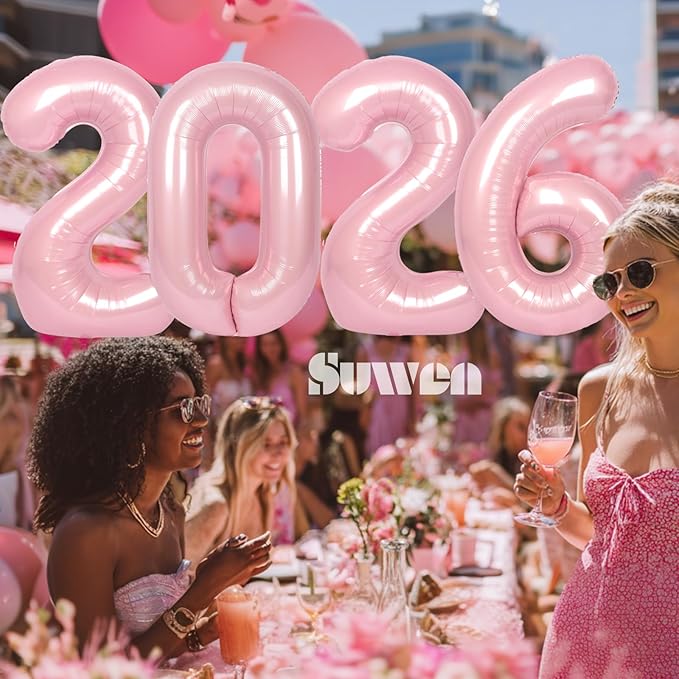 SUWEN 40 Inch Large Pink 27 Balloon Numbers Big Foil Helium Number Balloons 0-9 Jumbo Happy 27th Mylar Birthday Party Decorations for Women 72 Anniversary Party Supplies