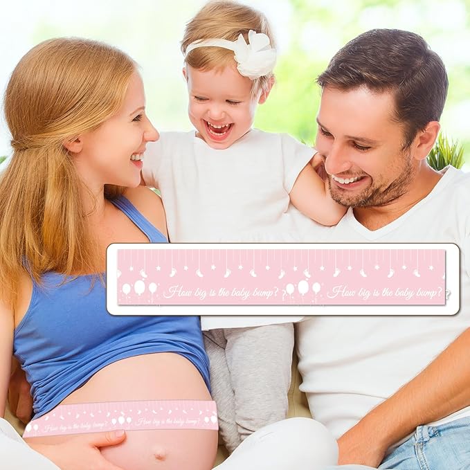 Baby Shower Games for Gender Neutral How Big is Mommys Belly Tape 150 feet Measure Baby Bump Tape Measuring Tape Pregnant Belly Bear Baby Shower Tummy Measuring Tape Party Favors Supplies Pink