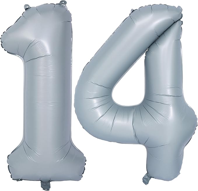 40 In Matte gray Number Balloons Helium Foil Mylar Balloon Birthday Party banquet Decoration 14