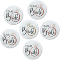 BrideTeam Bride Buttons Pins,Wedding Party Bride Shower Tinplate Badge Pin Bridesmaid Group Button Bachelorette Gift Decorating Accessory Set of 6 White Engagemnet Ring Rose Gold bride Squad 2.3Inch
