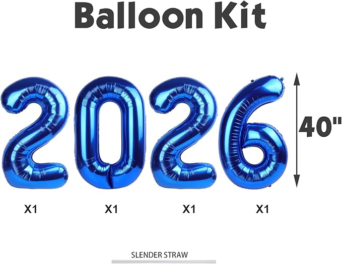 Dark Blue 2026 Balloons Number, Number 20 Balloons 40 Inch Big Foil Balloon Decoration, 2 0 2 6 Balloon Numbers for 2 20 22 26 60 Boy & Girl Birthday Party, Graduation, Anniversary