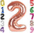 40 Inch Rose Gold Number 2 Balloon, Giant 2 Number Balloons for 2nd Birthday Decorations, Party Supplies for Baby Boy Girl, Rose Gold Party Decor