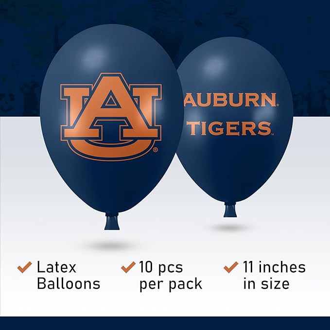 Auburn Tigers Balloons 10 Pack 11" Official Licensed Logos, Helium Quality Latex Balloons, Perfect for College Football Team Celebration, Decorated Front and Back by Westrick