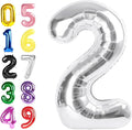 40 Inch Number 2 Balloon, Silver Balloons for Birthday Party Decoration, Foil Number 2 Ballon for 2, 12, 24, 25, 2026 Celebration, Graduation, Birthday, Baby Shower, Anniversary Decor