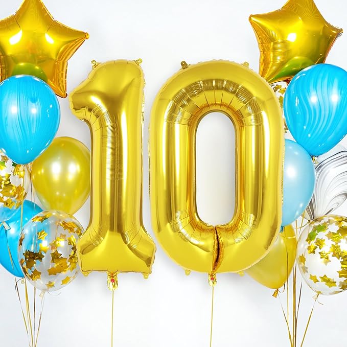 Gold Number 0 Balloon 40 Inch, Big Large Foil Helium Number Balloons, Jumbo Giant Mylar Number 0 Balloons for Birthday Party Decorations Supplies Anniversary Celebration