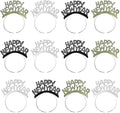 12pcs New Year's Headbands and Hats - NYE Crown, Happy New Year Headband, Party Hats, Eve Party Headbands, Tiara Accessories for Happy New Year Party