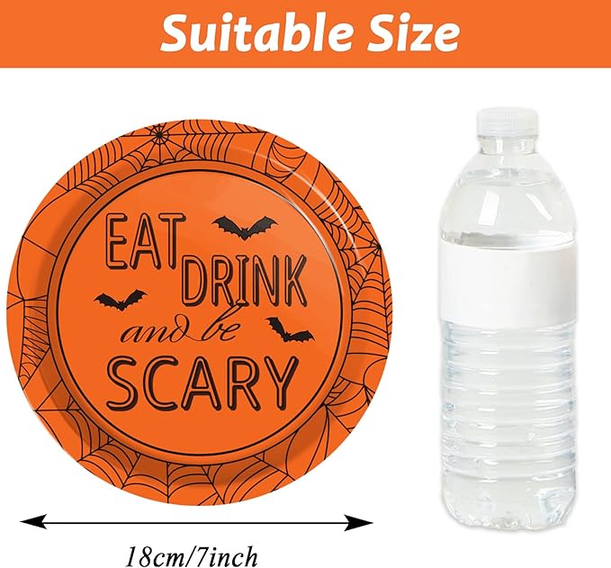 Halloween Party Paper Plates Supplies 7" Disposable Witch Party Dessert Plates Tableware Set Decorations for Birthday Funny Halloween Spooky Party Get-Together