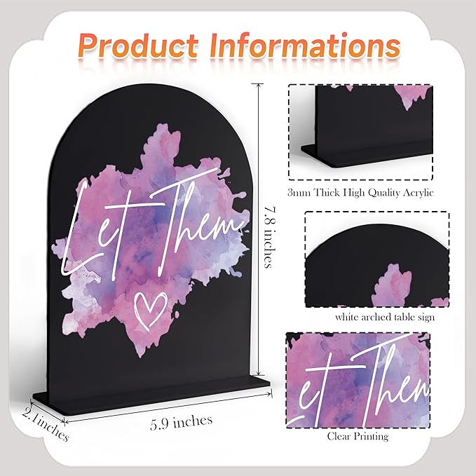 Let Them Arch Acrylic Signs, Mental Health Quotes Sign, Office Decorative Wooden Signs, Desk Decorations for Women, Motivational Desk Decor, Office Gift for Coworker Employee Friend-30