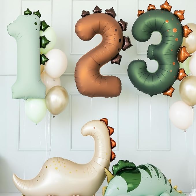Dinosaur Number 3 Balloon PartyDeco 36 Inch Three Rex Balloons 3 Years Old Birthday Decorations Boy Dinosaur Third Birthday Party Supplies