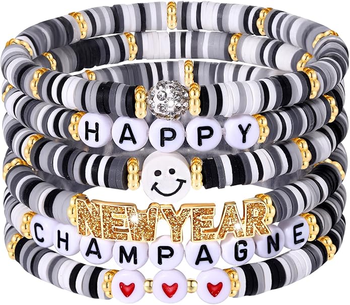 Surfer Heishi Bracelets for Women Stackable Rainbow Vinyl Disc Clay Beaded Stretch Bracelets Elastic Layering Friendship Bracelets Boho Summer Beach Jewelry
