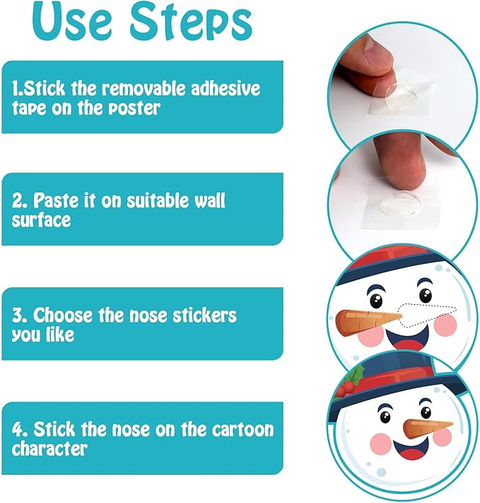 Christmas Games - Pin The Nose on The Snowman Games for Families Party, Cute Indoor Christmas Home Decor Party Decorations, Xmas Activities Presents Holiday Decor, Snowman Face