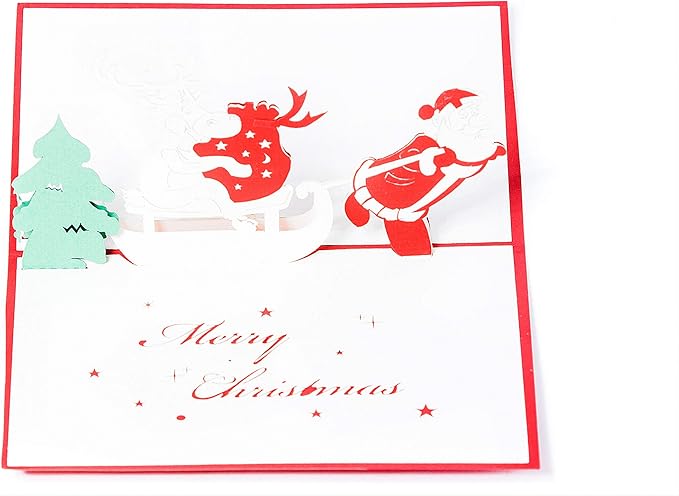 Christmas Pop Up Cards. This Set of 3D Greeting Cards are a Perfect Way to Say Thank You (5 Pack Christmas- Assorted)
