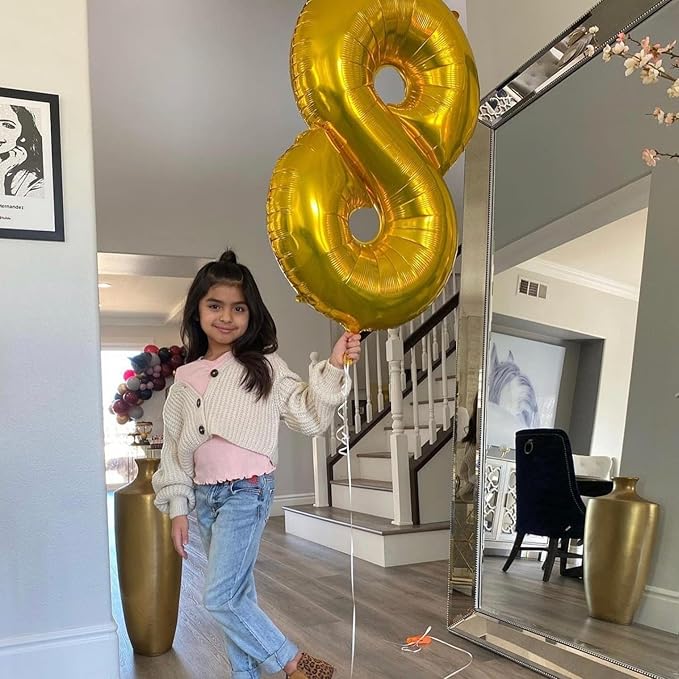 Gold Number 14 Balloon 40 inch, 14 Number Balloons, 14th Gold Birthday Decorations, 14 Year Old Girls Boys Golden Party Supplies