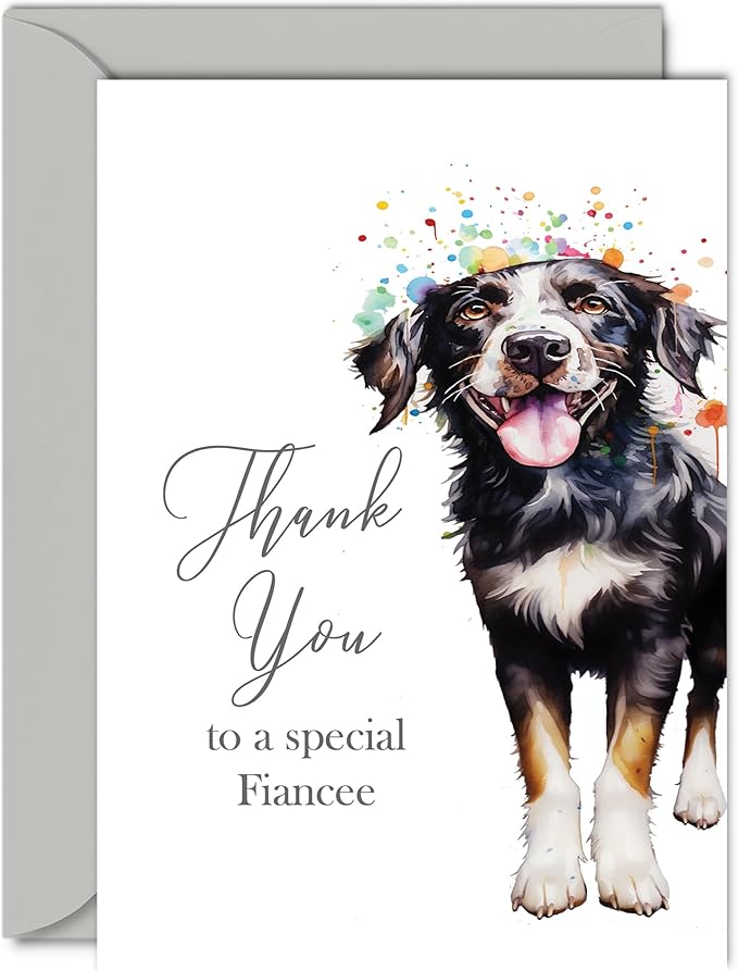 Thank You Cards for Fiancee - Party Dog - Thankyou Cards for Fiancee from Fiance Boyfriend, Heartfelt Appreciation Card 5x7 Inch Thank You So Much Greeting Cards