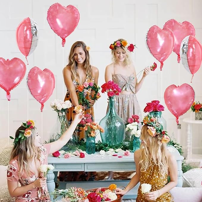 TONIFUL 30Pcs 18 Inch Light Pink Balloons Pastel Pink Heart Shape Foil Mylar Banners Decoration for Birthday Valentine's Day Wedding Bridal Shower Anniversary Engagement Party Supplies