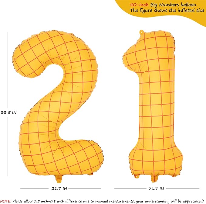 40-Inch Large Number Balloon Toy Inspired Story Matte Yellow Birthday Balloon Western Rodeo Party Supplies Boy Girl Story Anniversary Kids Birthday Party Cowboy Farm Themed Baby Welcome Decorations