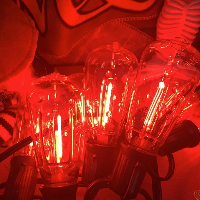 10FT Halloween Blood and Tear Decoration String Lights, ST40 Flickering Flame String Light with 10 Flame Blood and Tears Bulbs, Hanging Outdoor Halloween Lights for Patio Garden Party Backyard