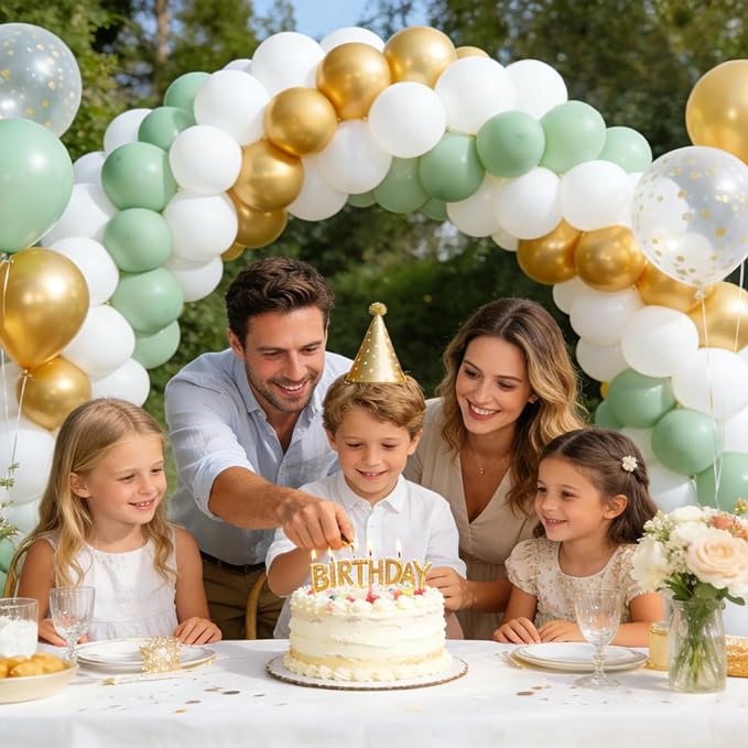 300 Pcs Sage Green White Gold 12 Inch Bulk Latex Balloons, for Birthday Baby Shower Gender Reveal Wedding Party Decoration