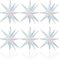 6PCS Iridescent Star Balloons, 22Inch Huge Iridescent Explosion Star Balloons Holographic Spike Cone Foil Balloon for Baby Shower Bridal Shower Wedding Birthday Party Decorations