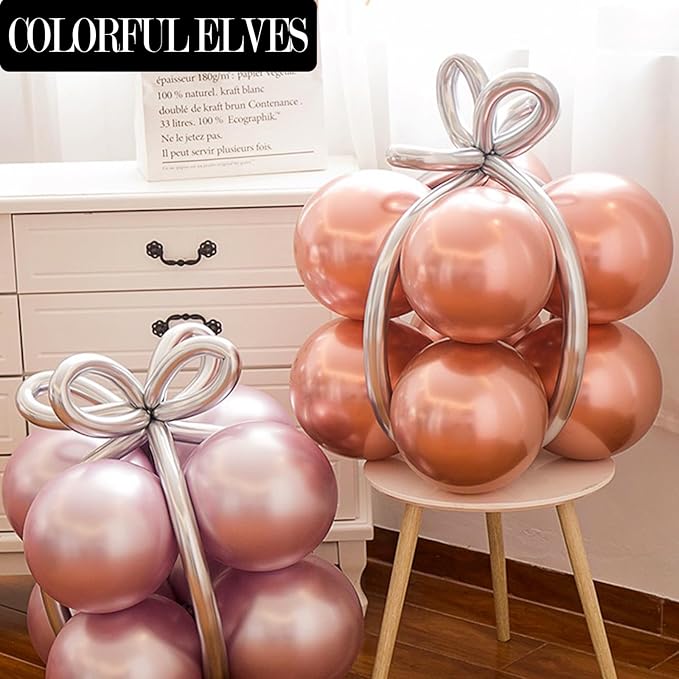 Rose Gold 12 Inch 100 Pcs Latex Metallic Chrome Balloons Helium Shiny Thicken Balloons Party Decorations (Rose Gold)