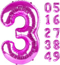 Rosy Purple 3 Balloon, Number Balloons 40 Inch, 3rd Birthday Decorations for Kids Girls Women Party Supplies for Party Decorations, Number 3 Balloon