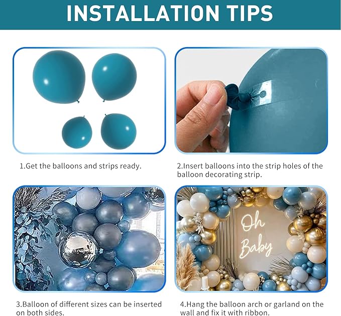 Peacock Blue Balloons Turquoise Blue Latex Balloon 5 10 12 18inch Different Sizes 103pcs Teal Blue Balloons Arch Kit for Kids Birthday Party Decoration Gender Reveal Baby Shower Wedding Whale Theme