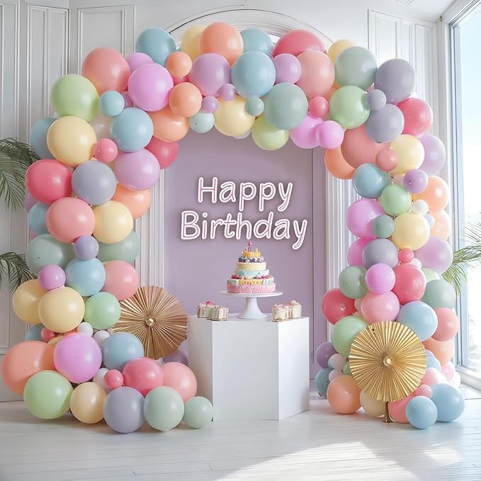 400Pcs Pastel Balloons,10 inch Pastel Latex Party Balloons Assorted Colors - Round Helium Macaron Balloons for Birthday Baby Shower Wedding Decorations