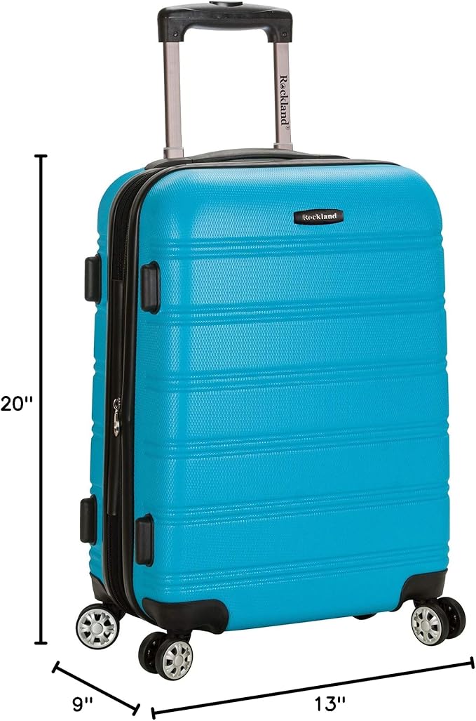 Rockland Melbourne Hardside Expandable Spinner Wheel Luggage, Carry-On 20", Turquoise