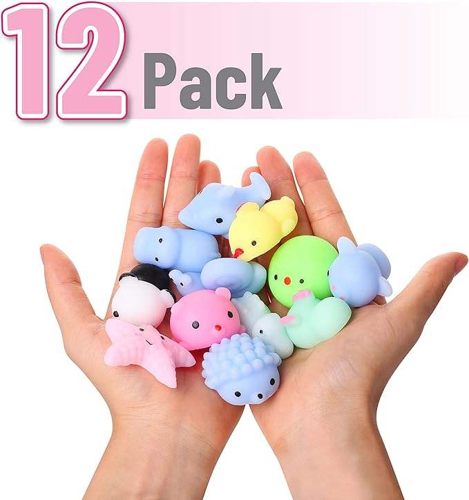 Mr. Pen- Pastel Animal Squishy Toys, 12 Pack, Washable Twistable Stretchy Squishies, Soft Stress Relief Sensory Toys for Squeezing,, Party Favors & Classroom Rewards, Easter Egg Fillers