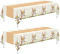 Childom 2 Pack Easter Tablecloth,Easter Decorations 54" x 108" Disposable Plastic Tablecloth,Bunny Table Cloth Checkered Decorations,Plastic Table Cover for Party Supplies,Indoor,Outside,Home,Dinner