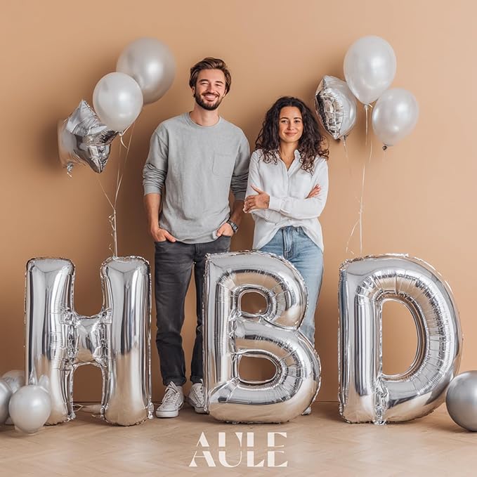 AULE 40 Inch Big Letter Balloon Silver Z Large Foil Helium Alphabet Balloons A-Z for Birthday Anniversary Graduation New Year Party Decoration Supplies