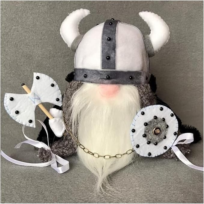 Halloween Special - Viking Warrior Gnome Doll, Fall Farmhouse Gnome Plush Decor Indoor, Nordic Gnomes Decorations for Home, Handcrafed Cute Scandinavian Style Gnomes for Kitchen Table Ornaments (C)