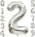 Silver Number 2 Balloon, 40 Inch Large Number Foil Mylar Balloons for 2nd Girl Boy Birthday Party Celebration Decoration Supplies,Big Digital Balloons for Wedding Anniversary Events Decor