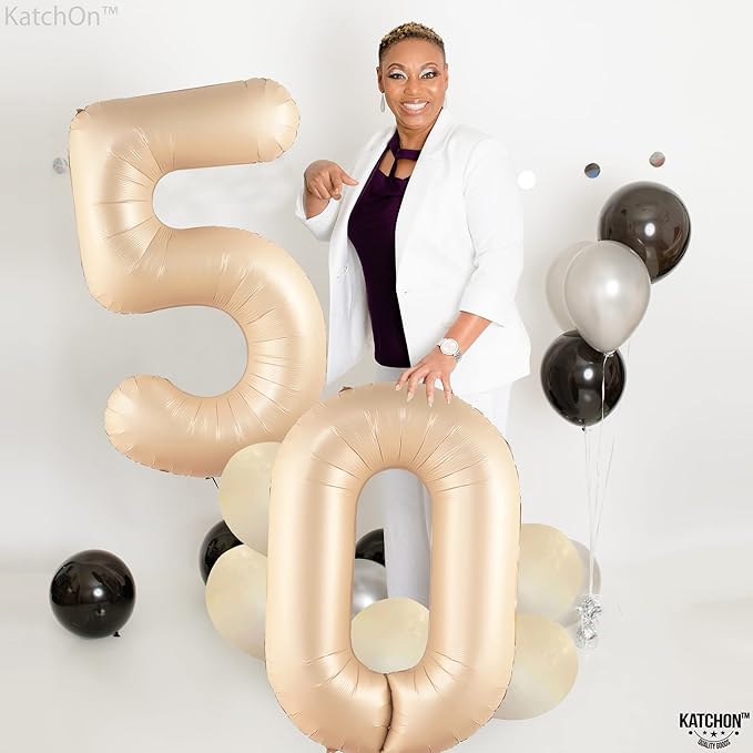 KatchOn, Gaint Caramel 0 Balloon Number - 40 Inch | Retro Apricot Number Balloons | Zero Balloon for Neutral Party Decorations | Balloons 0 Number for Blush Party Decorations