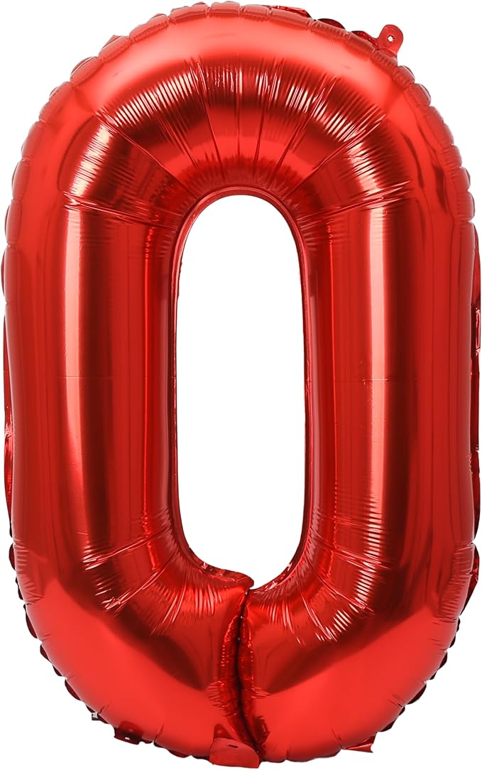 YPSelected 32 Inch Large Foil Helium Number Balloon Birthday Wedding Party 0-9 (Red, 0)