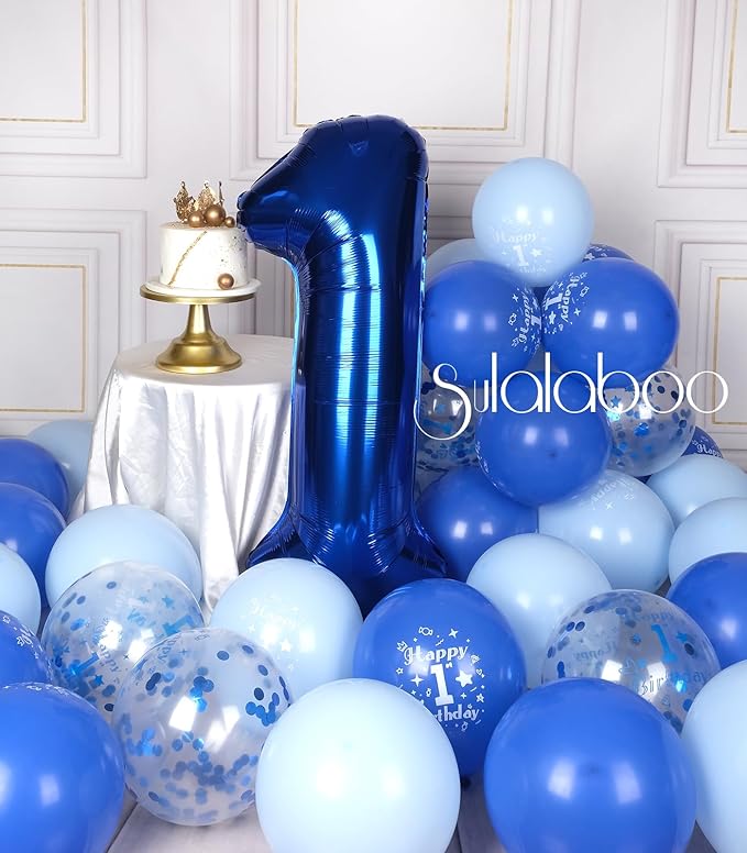 40Inch Navy Blue Number 1 Balloon Large Helium Royal Blue Number Balloons 0-9 Giant Digital 1st Foil Mylar Big Party Balloon for Boy Birthday Party Anniversary Graduation Decorations