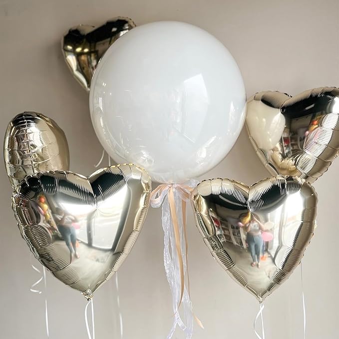 Champagne Gold Heart Balloons,12Pcs Light Gold Heart Shaped Foil Balloons,18Inch Helium Polyester Film Balloon for Baby Shower Birthday Anniversary Wedding Party Decorations