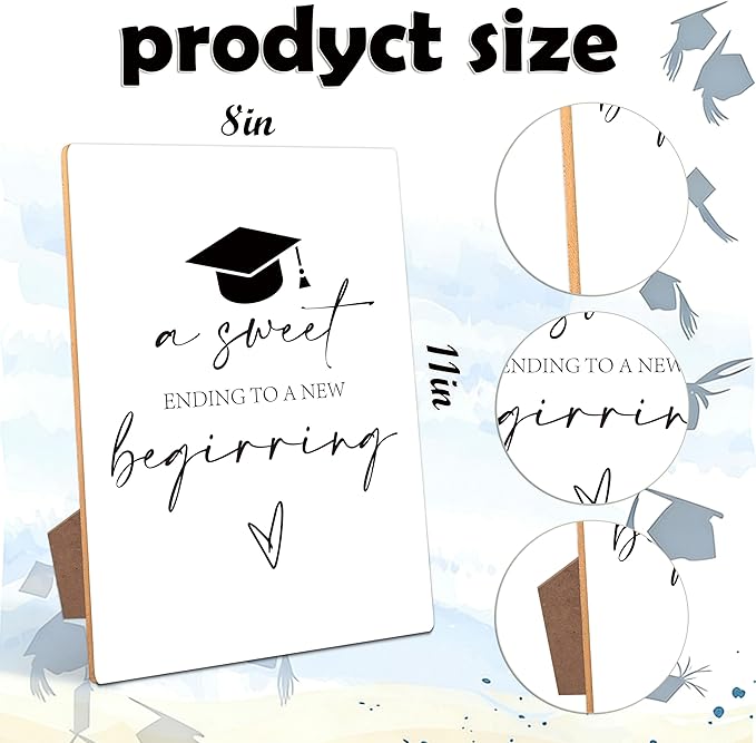 Graduation a Sweet Bar Sign - Congrats Grad Party Decorations Favors Supplies, Graduation Centerpieces for Tables 2026, 8×11 Wooden Sign with Stand