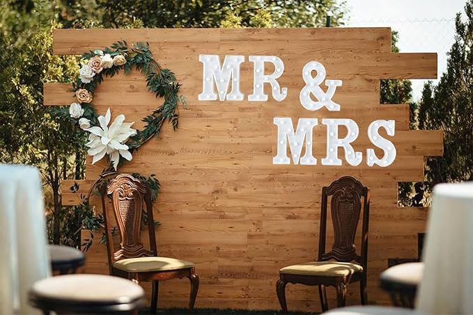 LED Mr & Mrs Light Sign for Wedding Table - Perfect for Photo Props, Anniversary, Valentine's Day Decor