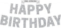 Pre-strung Happy Birthday Banner - No DIY - Silver Glitter Birthday Party Banner for Men & Women - Pre-strung Garland on 8 ft Strands - Silver Bday Party Decorations & Decor. Did We Mention No DIY