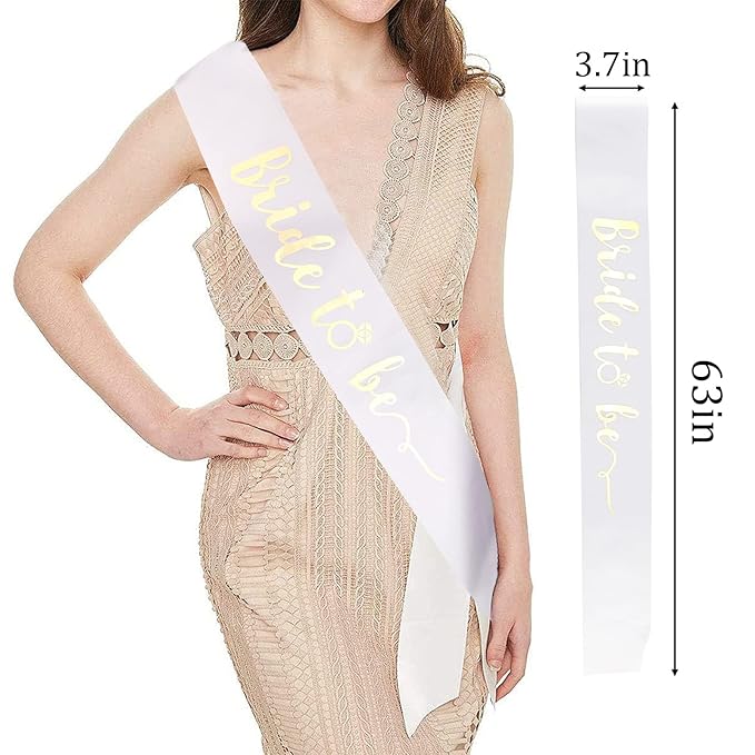 Crown + Bride to Be Sash, Veil Set - Bachelorette Party Favors, Wedding Decorations, Bridal Shower Gifts for the Bride