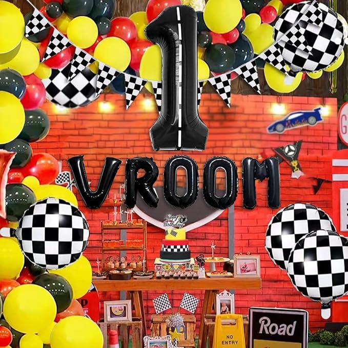134pcs Balloons Race Car Birthday Party Supplies Decorations for Boys - Racing car Theme Party Supplies Happy Birthday Racecar Number Balloons Garland Kit Vroom Birthday Party Decorations