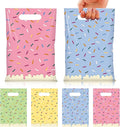 Hallswl 50pcs Ice Cream Party Favor Plastic Treat Bags,Ice Cream Candy Bag,4 Color Sprinkles Goodie Bag for Icecream Theme party decorations and Summer Birthday Party Supplies