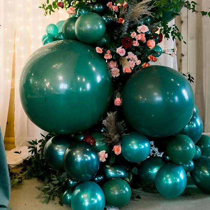 110pcs Dark Green Balloons 12inch Green Latex Party Balloons for Birthday, Graduation, St. Patrick's Day, Christmas, Baby Shower, Dinosaur Party, Anniversary Party Decorations