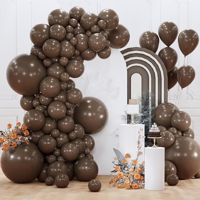 PartyWoo Dark Brown Balloons 152pcs Different Sizes of 18 12 10 5 Inch Boho Coffee Neutral Fall Balloon Arch Kit for Bachelorette Baby Shower Anniversary Birthday Party Decorations Brown-F20
