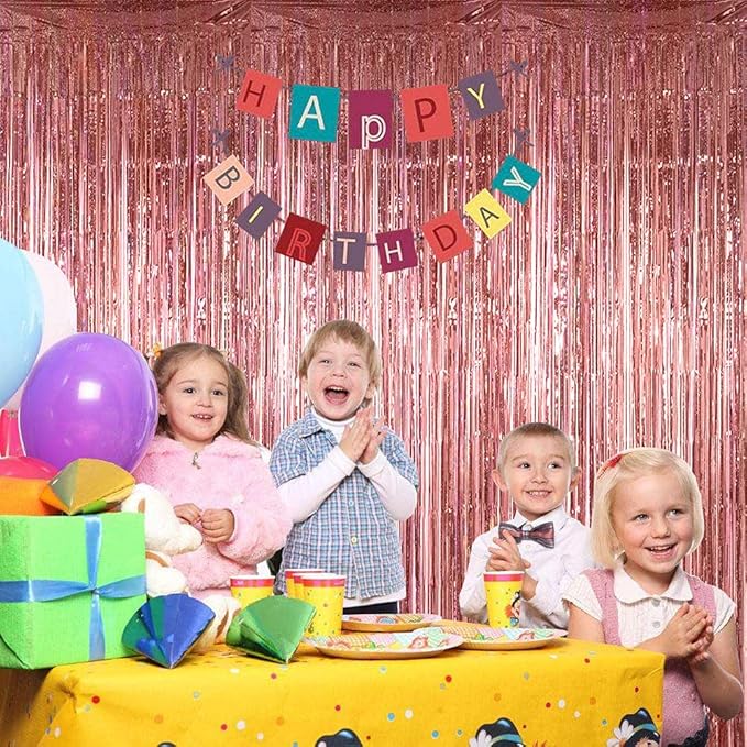 3 Pack Fringe Curtains Party Decorations,Tinsel Backdrop Curtains for Parties,Photo Booth Wedding Graduations Birthday Christmas Event Party Supplies (Rose Gold)