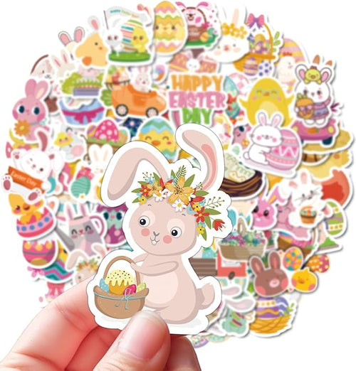100PCS Easter Stickers, Cute Bunny, Eggs & Spring Crafts, Perfect Easter Basket Stuffers, Party Favors & DIY Craft Supplies, Durable, Reusable Easters Decorations