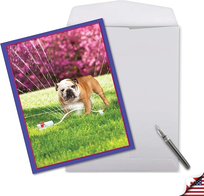 NobleWorks Extra Large Hilarious Birthday Paper Card From Us 8.5 x 11 Inch with Envelope (1 Pack) Big, Jumbo Bday Dog In Sprinkler J3209BDG-US